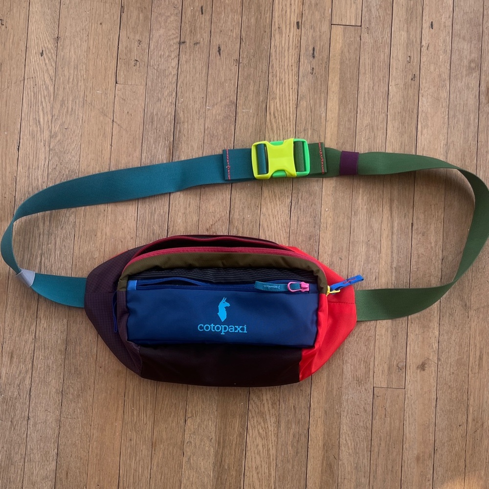 Cotopaxi Colorful Belt Bag with Red, Blue, and Green